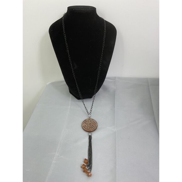 Long Chain Necklace With Decorative Tassel Pendant - Picture 2 of 5
